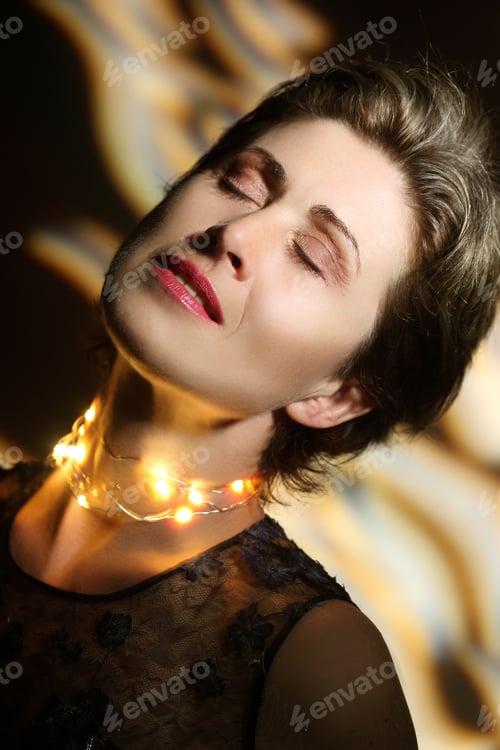 Preview: Beautiful Sexy Girl On Studio Equipment . Long Beautiful Hair. Vivid Emotions
