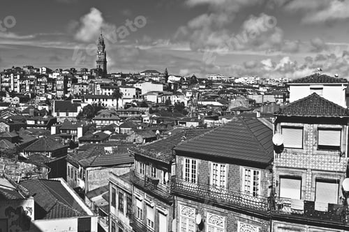 Preview: View To Historic Center City Of Porto In Portugal, Stylized Photo
