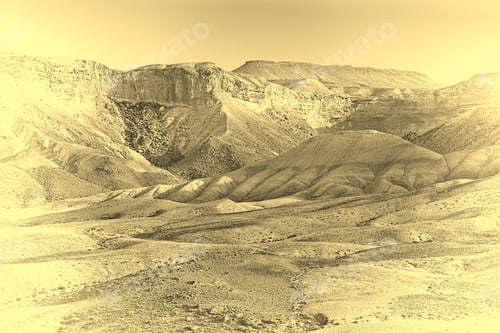 Preview: Stones Of Negev Desert In Israel, Retro Image Filtered Style
