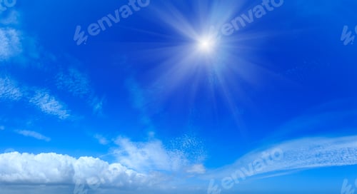 Preview: Radiant Sunlight Shining Through Blue Skies and Clouds