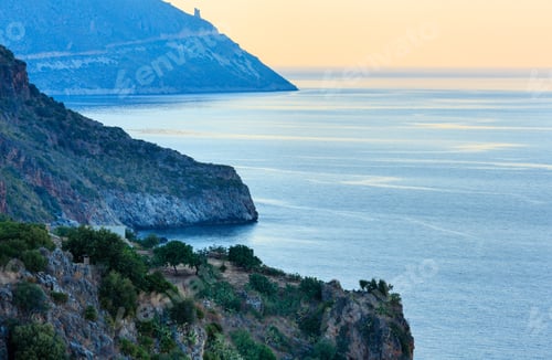 Preview: Evening Twilight Sea Landscape Of Zingaro Nature Reserve Park, Between San Vito Lo Capo And