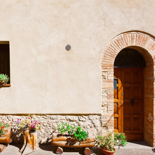Preview: Door And Window On The Facade Of The Restored Italian Home