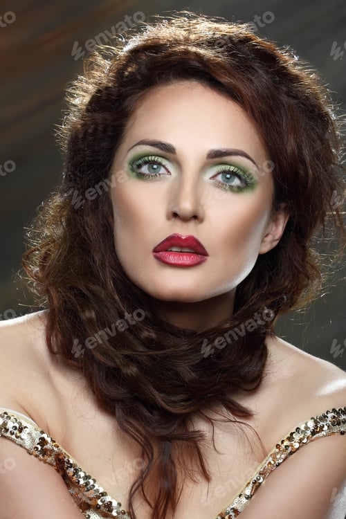 Preview: Beautiful Young Woman. Stylish Hairstyle, Make-Up Art. Vivid Emotions . Gorgeous Long, Wavy Hair
