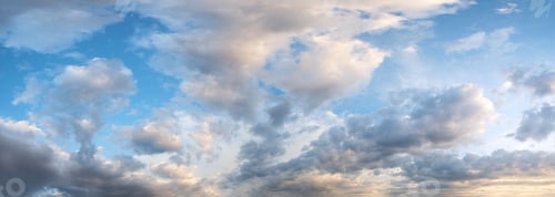 Preview: Blue Colorful Evening Sky With Clouds. Five Shots Composite Picture.