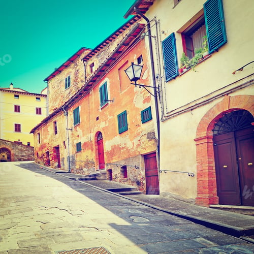 Preview: Narrow Alley With Old Buildings In Italian City, Instagram Effect