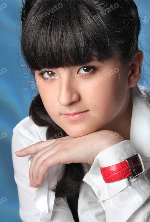 Preview: Portrait Of A Beautiful Woman With Magnificent Hair And Expressive Eyes. Sensitive Lips. Beautiful