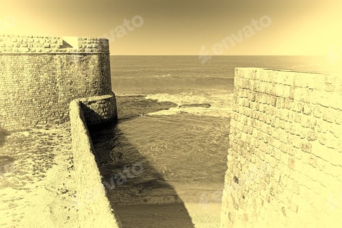 Preview: The City Beach Located Adjacent To The Sea Walls Of Akko In Israel. View On A Fortification Of An