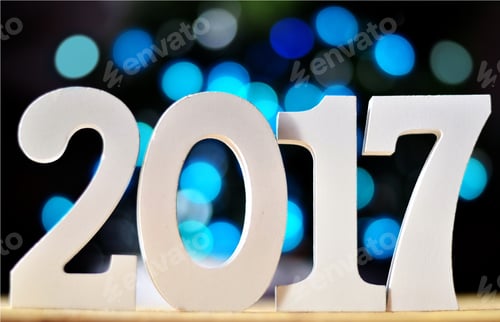 Preview: Happy new year 2017 Background With Blue Blurred Background