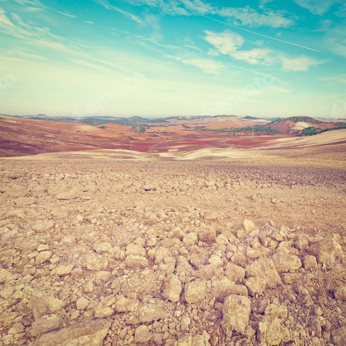 Preview: Plowed Sloping Hills Of Spain In The Autumn, Instagram Effect