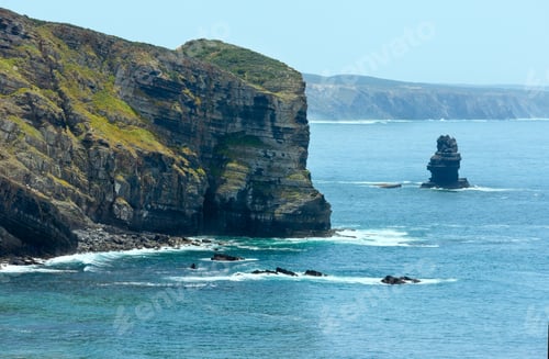 Preview: Summer Atlantic Ocean Rocky Coastline Scenery (Near Arrifana Beach, Aljezur, Algarve, Portugal).
