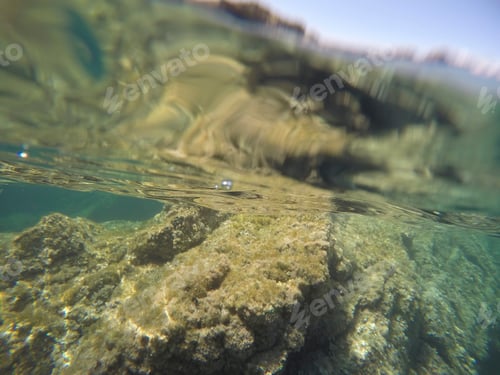 Preview: Turquoise Water In Minorca Island Balearics Spain Underwater Image Sa Mesquida Coast