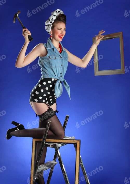 Preview: Beautiful Girl With A Tool . Pin-Up Girl