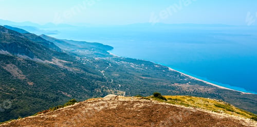 Preview: Adriatic Sea Summer Coast (Vlore Country, Albania). View From Mountain Pass.