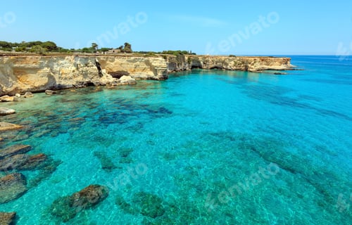 Preview: Picturesque Seascape With Cliffs, Rocky Arch And Stacks (Faraglioni), At Torre Sant Andrea, Salento