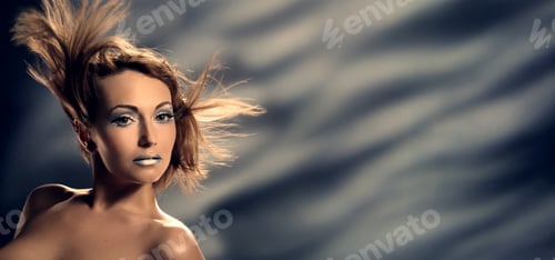 Preview: Portrait Of A Beautiful Girl With Blue Makeup