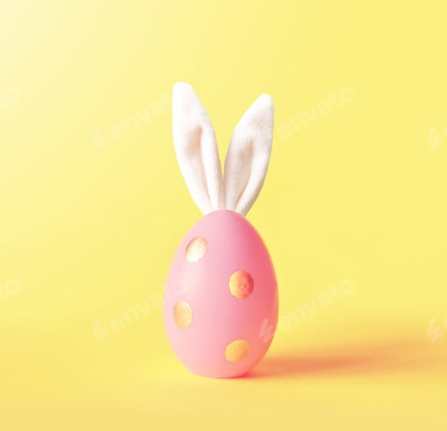 Preview: Easter Egg With Bunny Ears Minimal Concept.