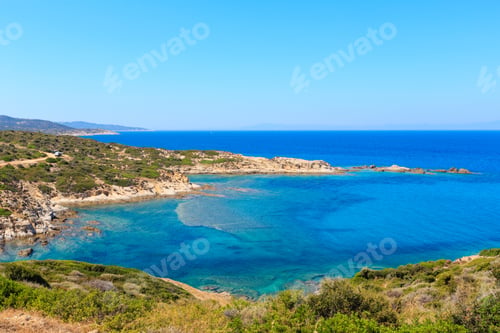 Preview: Summer Aegean Sea Rocky Coast Landscape (Halkidiki, Sithonia, Greece).