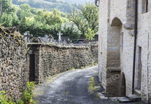 Preview: Cemetery Street In The Medieval City Of Auxillac In France.