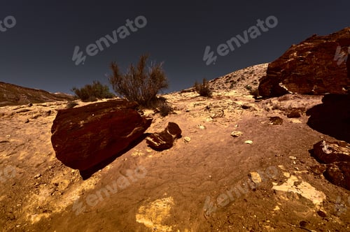Preview: Rocky Hills Of The Negev Desert In Israel At Sunset. Wind Carved Rock Formations In The Southern