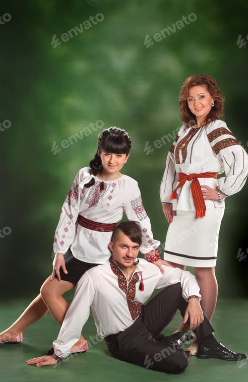 Preview: Family In The Ukrainian Clothes. National Traditions. Vivid Emotions