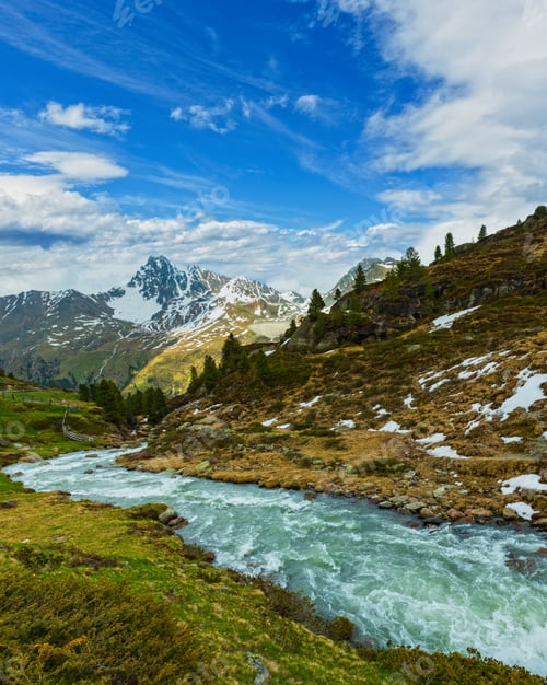 Preview: Summer Alps Mountain Stream On Way To Kaunertal Gletscherб Austria, Tirol
