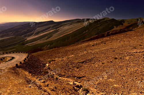 Preview: Rocky Hills Of The Negev Desert In Israel At Sunset. Wind Carved Rock Formations In The Southern