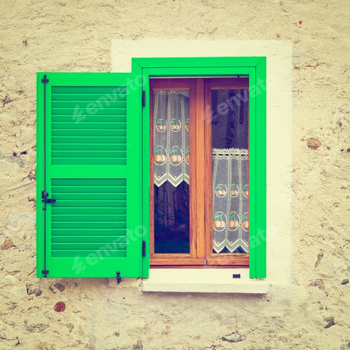 Preview: Italian Window With Open Wooden Shutters, Instagram Effect