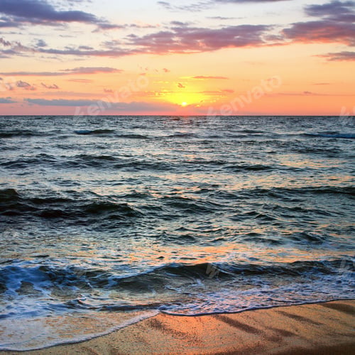 Preview: Sea Sunset Surf Great Wave Break On Coastline