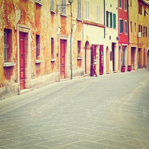 Preview: Historical Center With Old Buildings In Italian Medieval City, Instagram Effect