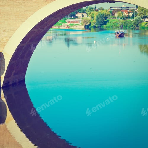 Preview: Span Of The Bridge In French City Of Terrasson, Instagram Effect