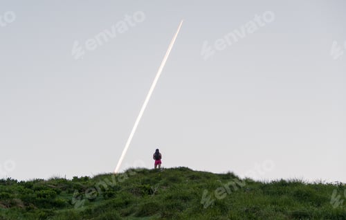 Preview: Female Hiker At The Top Of The Hill At Sunrise