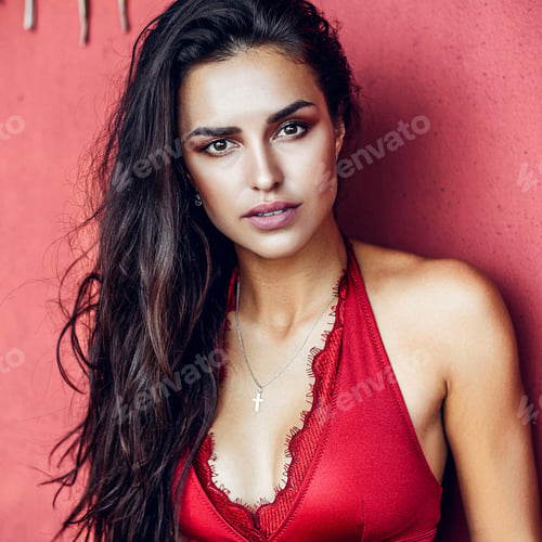 Preview: Glamorous Portrait Of Magnificent Brunette Woman Outdoor
