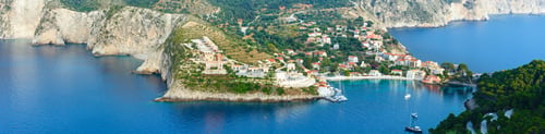 Preview: Summer Sea View Of Assos Peninsula (Greece, Kefalonia, Ionian Sea). Panorama.