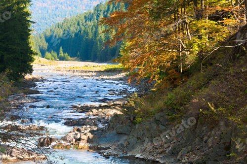 Preview: Rocky Autumn Mountain River And Watrfalls