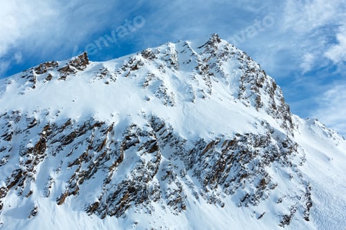 Preview: Morning Winter Dolomiten Mountain Landscape. Ski Resort Obergurgl - Hochgurgl, Tyrol, Austria.