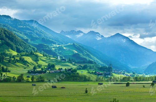 Preview: Alps Mountains Summer View And Village In Valley (Austria)