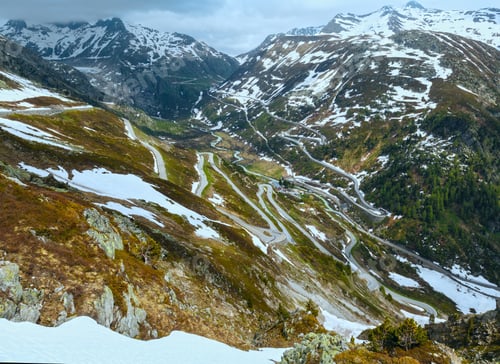 Preview: Summer Mountain Landscape With Road (Grimsel Pass, Switzerland)