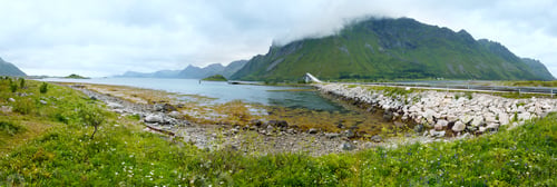Preview: Lofoten Summer Cloudy View With Bridge (Norway).