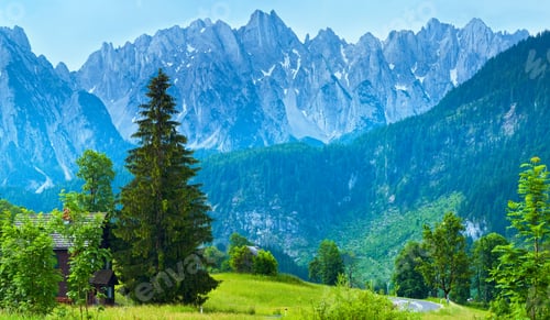 Preview: Alps Mountains Tranquil Summer View (Austria, Gosau Village Outskirts).