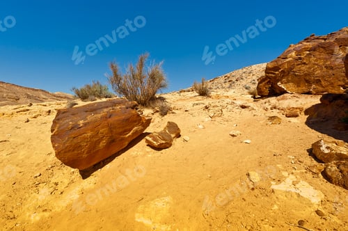 Preview: Rocky Hills Of The Negev Desert In Israel. Wind Carved Rock Formations In The Southern Israel