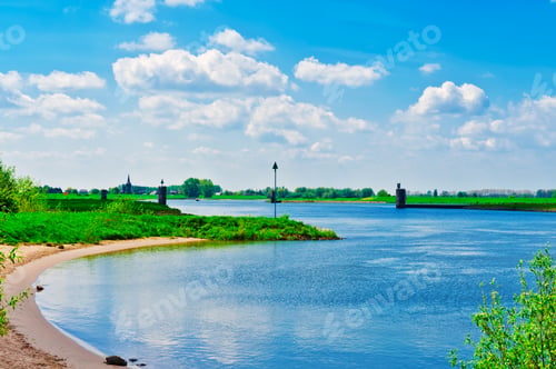 Preview: Green Shore Of The Rhine In Netherlands