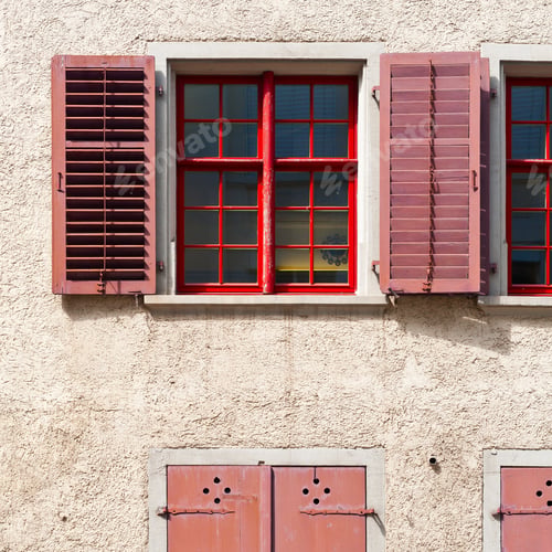 Preview: The Windows On The Facade Of A Stone House, Switzerland