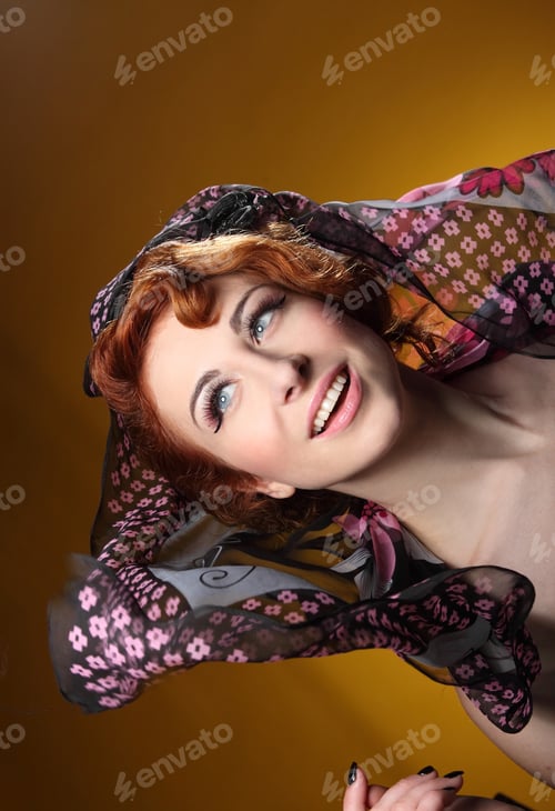 Preview: Beautiful Girl With A Scarf In The Wind