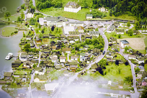 Preview: Rain And Clouds On The Hallstattersee In Austria. Bird'S Eye View Of The Morning Mist Over The