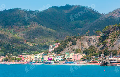 Preview: Beautiful Summer Monterosso View From Excursion Ship. One Of Five Famous Villages Of Cinque Terre