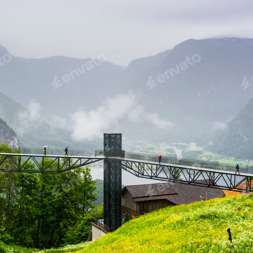 Preview: Morning Mist, Rain And Clouds Over The Austrian Landscape With Forests, Mountains, Pastures
