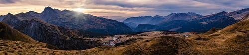 Preview: Evening Dusk Autumn Alpine Dolomites Mountain Panoramic View From Baita Segantini, Rolle Pass