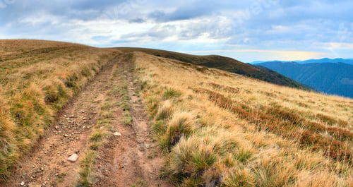 Preview: Carpathian Mountains (Ukraine) Landscape With Country Road. Three Shots Composite Picture.
