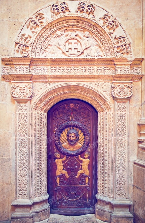 Preview: Door Of The Cathedral In Burgos, Spain, Retro Effect