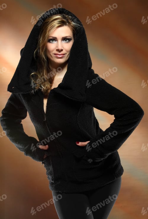 Preview: Girl In A Black Coat In An Interesting Photographies